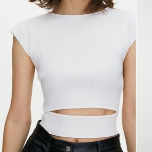 Aritzia Wilfred Free Knit Cut-Out Crop Top